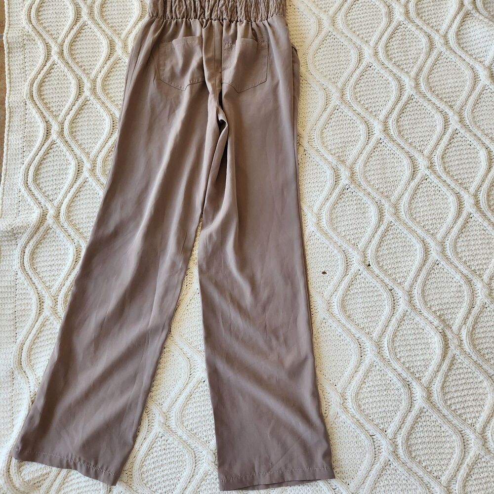 Classy Beige Wide Leg Strapless pants jumpsuit Size Medium - Picture 6 of 8